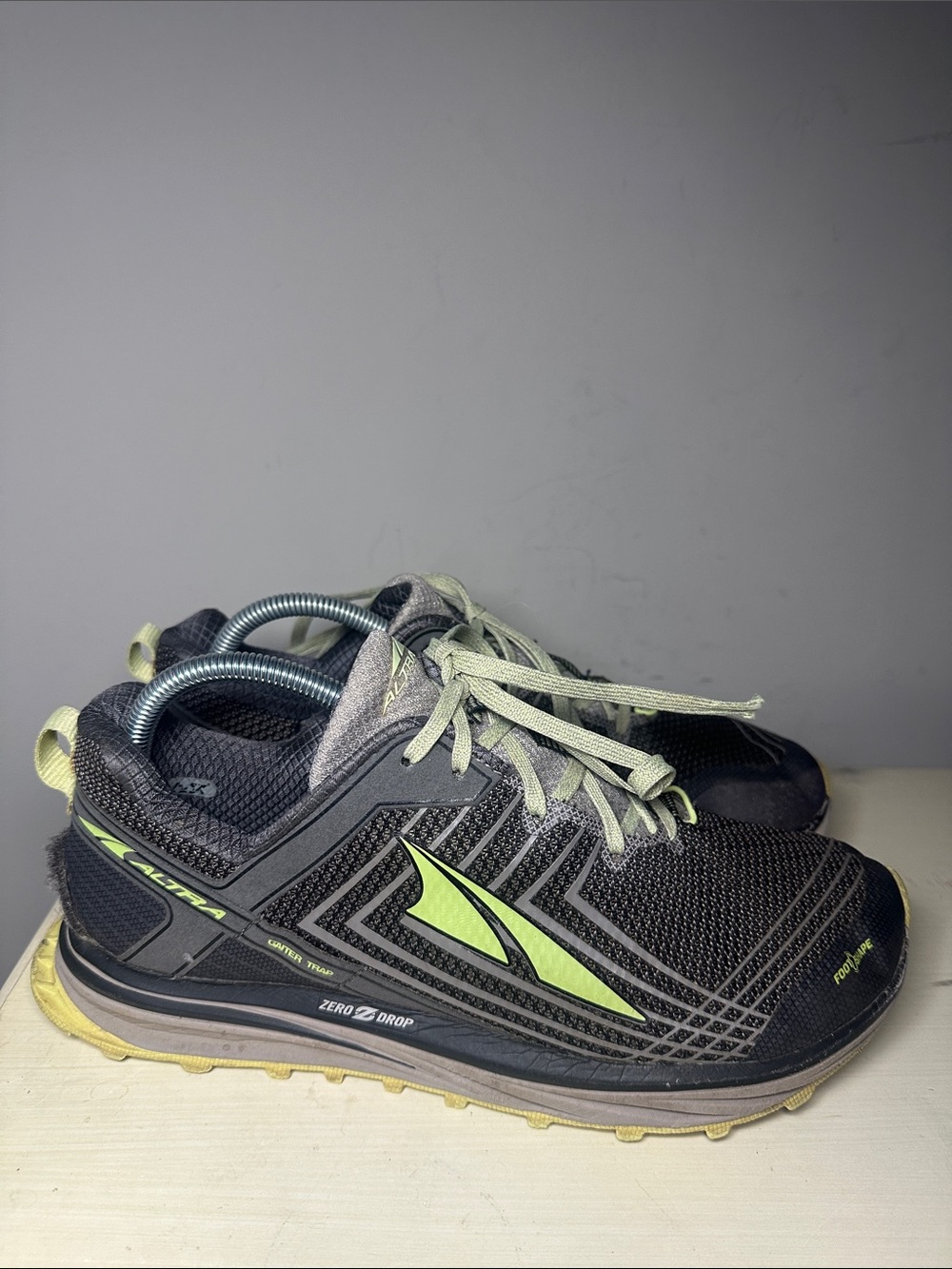 Altra TMP 1.5 dark gray with light green Accent Trail Running Shoes
